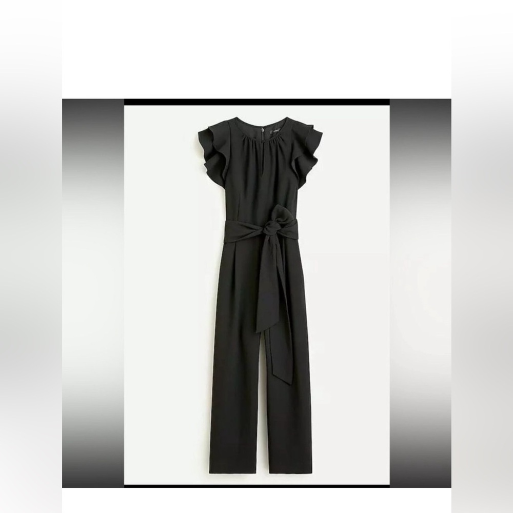 J.Crew Black Ruffle Sleeve Crop Jumpsuit
